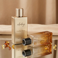 Botella de Perfume Rectangular Vacía de Vidrio de Lujo de 100 ml, Color Ámbar Dorado, Personalizable, de Alta Calidad, al por Mayor, del Fabricante Anding