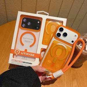 เคสโทรศัพท์แบบใสพร้อมสายคล้องมือ ดีไซน์ 3 in 1 ช่องใส่บัตร ช่องใส่ของ และกระเป๋าแม่เหล็ก สำหรับ iPhone 11 12 13 14 15 16 17 pro - Product Image 1