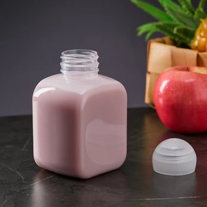 Nueva Botella PET Transparente Cuadrada Plana <span class=keywords><strong>de</strong></span> 420 ml para Té con Leche y Jugos, Envase Desechable para Bebidas <span class=keywords><strong>de</strong></span> Grado Alimenticio con Logotipo Personalizado - Product Image 4