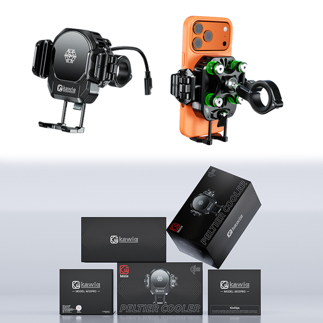Kewig Cooling Fan Mechanical Locking Air Bag Shock Absorber Magnetic Qi2 15W+PD36W Handlebar Aluminum Alloy Mobile Phone Holder