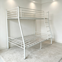 Lit superposé double sur grand lit, cadre en fer robuste argenté, mobilier de maison pour chambre d'enfant, dortoir, appartement, Airbnb - Meilleure vente