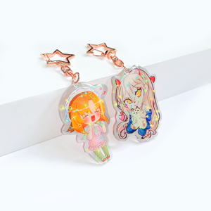 Double-Sided Design Can Be Customized Acrylic Holographic Broken Glass Holographic Star Epoxy Resin Various Craft Keychain