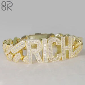 Collar cubano de moissanita de oro sólido de 20MM, 10K, 14K, corte esmeralda de alta calidad, cadena cubana VVS de moissanita Miami - Product Image 1