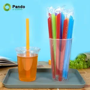Individual Packaging Wholesale Plastic Bubble Tea Smoothie Milkshake Boba Drinking Disposable Hard Plastic Straws