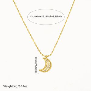Collana con Ciondolo <span class=keywords><strong>Luna</strong></span> in Acciaio Inossidabile Placcato Oro con Diamanti, Design alla Moda, Gioiello Semplice Tgxl11132 - Product Image 5