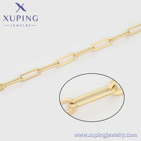 14N253706 Xuping Bijoux Chaîne Maillon Métal Cuivre Plaqué Or 14K 50cm 19 Pouces Trombone Collier Mode Homme