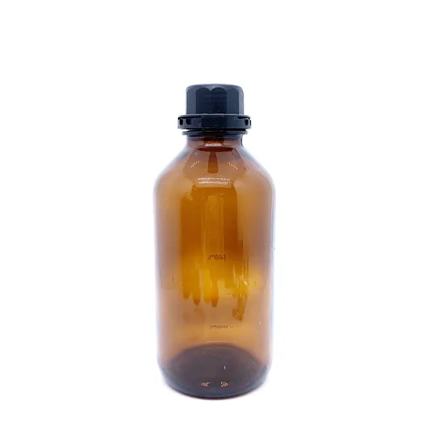Botella de vidrio químico ámbar de 1 litro y 2,5 litros, con tapa de plástico de color, botella reactiva de 2.5L para laboratorio