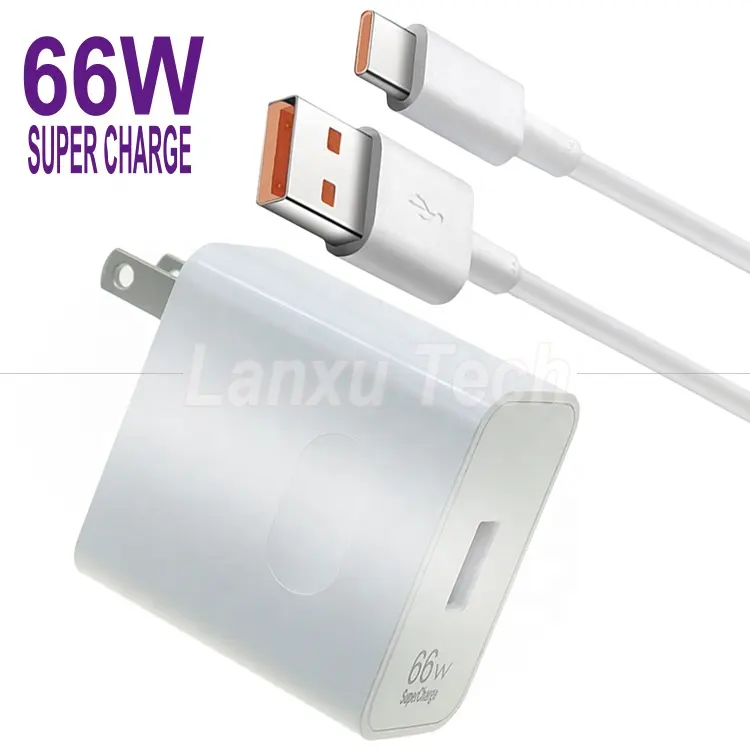 Süper hızlı şarj 66W 6A USB tip C kablo güç seyahat duvar adaptörü