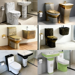 Ensemble complet de sanitaires <span class=keywords><strong>en</strong></span> céramique pour salle de bain, WC monobloc à poser <span class=keywords><strong>au</strong></span> sol, lavabo et cuvette, idéal pour les projets. - Product Image 2