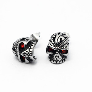 yunnique Vintage Style Skull <b>Stud</b> <b>Earrings</b> Stainless Steel Black White Red <b>Blue</b> Color Fashion Jewelry - Product Image 2