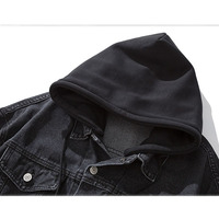 Swyicadeau — veste d'extérieur en Denim noire avec capuche, grande taille, tissu polaire, à la mode, faible quantité minimale de commande/MOQ/OEM