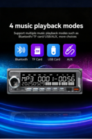 Reproductor MP3 para Auto 7388 de Alta Potencia con 6 Canales RCA, Teclado RGB + Pantalla LCD con Retroiluminación Blanca, Radio para Auto con Doble USB, FM, BT y TF