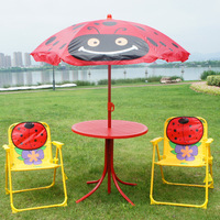 Conjunto de Mesa y Sillas Plegables para Niños, Moderno, para Exteriores, con Sombrilla Extraíble, Mini Parasol para Camping, Jardín, Playa, Patio, Acero Inoxidable