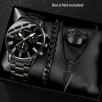 Ensemble de montres de luxe pour homme, montre-bracelet à quartz avec calendrier à 6 aiguilles, comprend un bracelet et un collier, personnalisable