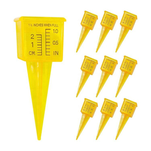 2 in 1 Yellow Transparent Rain <b>Gauge</b> & Hygrometer Plastic Outdoor <b>Measuring</b> <b>Tool</b> for Garden Lawn Sprinkler - Product Image 2