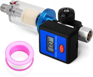 Digital Air Compressor Moisture Filter,Compressed Air Combination Filter Regulators, 1/4" Inlet with 150 PSI Digital Gauge