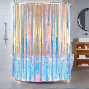 <span class=keywords><strong>Rideau</strong></span> <span class=keywords><strong>de</strong></span> <span class=keywords><strong>douche</strong></span> moderne <span class=keywords><strong>de</strong></span> luxe couleur laser irisé avec oeillets et crochets Matériau PEVA Imprimé numérique Design moderne pour fête - Product Image 1