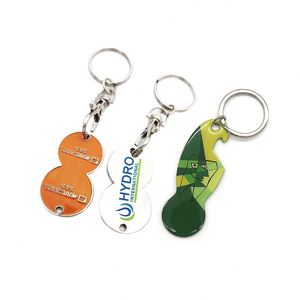 Porte-clés jeton de chariot de supermarché en métal, double face, avec logo personnalisé, impression émail et époxy, design usine - Product Image 2