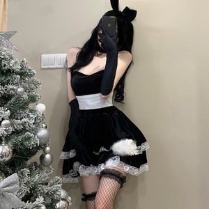 Nouvelle robe de Noël 2026, sexy, noire et blanche, cosplay de lapin, <span class=keywords><strong>jupe</strong></span> de combat de Père Noël, robe <span class=keywords><strong>courte</strong></span>, costume féminin - Product Image 3
