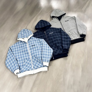 Sweat à capuche réversible double couche à carreaux avec fermeture éclair, personnalisé, de haute qualité, surdimensionné, épais, à carreaux, fabricant - Product Image 1