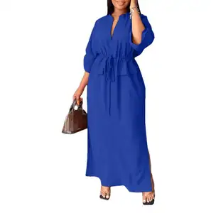 DGS030 여성을위한 플라스틱 아프리카 드레스 의류 중국에서 만든 긴 맥시 원피스 숙녀