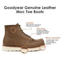 Bottes Chukka Goodyear personnalisées en cuir véritable pour hommes, hauteur de cheville, bottes de travail du désert occidental avec fermeture à lacets, bout carré