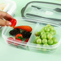 Contenants de stockage alimentaire avec couteau et fourchette, sans BPA, écologiques, à deux compartiments, pour la préparation des repas, pour la cuisine et le bureau