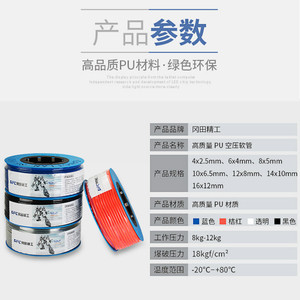 Compresseur d'air haute pression DPC Okada Seiko, tuyaux pneumatiques en PU importés, 6x4/8x5/10x6.5/12x8mm, vannes à filetage industriel - Product Image 4