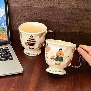 Retro <b>Ceramic</b> <b>Mug</b> Cartoon Design With Handle For Home Office Coffee Breakfast Cup Single Piece Autumn Theme - Product Image 2
