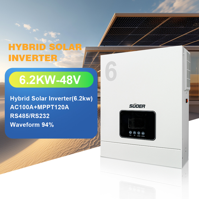 48VDC 6200W 6.2kw Pure Sine Wave MPPT Solar Hybrid Inverter 6200 Watt String Inverter with Single AC Output