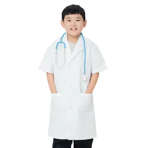 Mantel katun Terylene putih anak-anak peran kerja Lab Sains dokter untuk seragam rumah sakit siswa sekolah dasar taman kanak-kanak