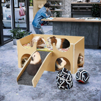 Grand mobilier multifonctionnel en bois pour animaux de compagnie : hamac pour cochon d'Inde, maison à 2 niveaux pour hamster, lit pour petit lapin avec escalier