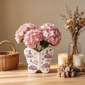 <span class=keywords><strong>Vaso</strong></span> Moderno <span class=keywords><strong>in</strong></span> Ceramica Bianca a Forma <span class=keywords><strong>di</strong></span> Farfalla per Piante Idroponiche, Decorazione da Tavolo <span class=keywords><strong>in</strong></span> Viola e <span class=keywords><strong>Rosa</strong></span> - Product Image 4