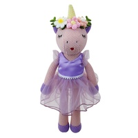 Robe en dentelle pour petite fille, jouet en peluche licorne au crochet, licorne tricotée, poupée en peluche pour bébé