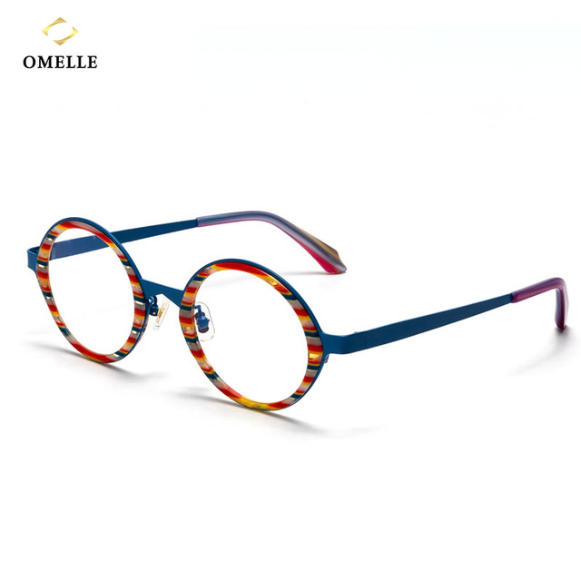 JM0167 in Stock Colorful Titanium Eyewear Vintage Round Frame Titanium and Acetate Frames Optical