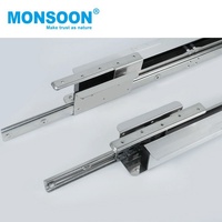 Glissière télescopique extensible bidirectionnelle à roulement à billes et fermeture amortie pour table de salle à manger, avec levage automatique, pour cuisine et extérieur