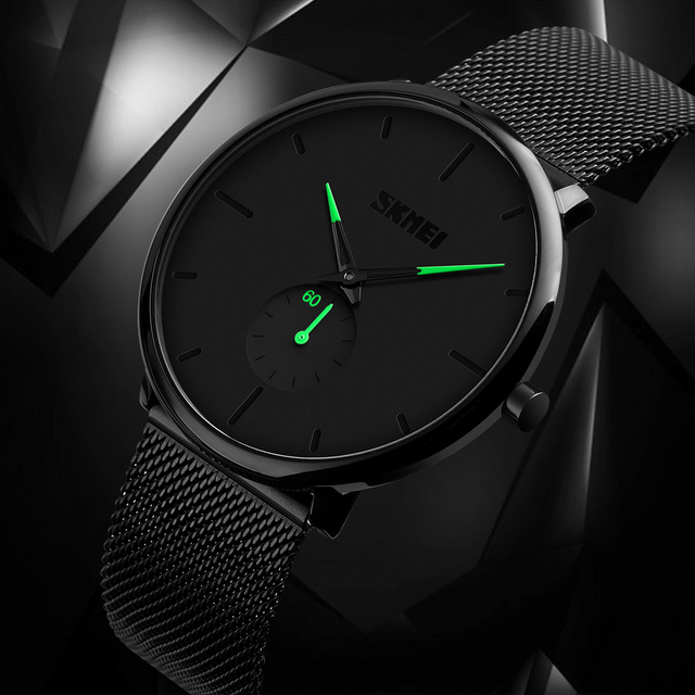 SKMEI 9185 Wholesale Bulk Black Stainless Steel Fashion Retro Unique High Quality Casual Original Analog Quartz Watch for Men
