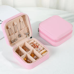 Draagbare Pu Lederen Mini Sieraden Reiskoffer, Reis Kleine Sieraden Doos Sieraden Organizer Opbergdoos - Product Image 3