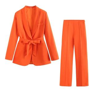 Nouveaux vêtements pour femmes printemps et automne européens et américains avec ceinture. robe formelle. petite veste de costume et ensemble de pantalons décontractés - Product Image 5