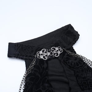 Abito Cheongsam Gotico Scuro da Donna con Colletto Rialzato Senza Maniche, Spacco Alto, Vestito Aderente Elegante Stile Vintage Y2K - Product Image 5