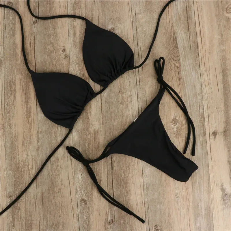 WoYing Sexy Rắn Mirco Bộ Bikini Phụ Nữ Tie Side G-String Thong Áo Tắm Nữ Bandage Tắm Suit Swimwear Biquini