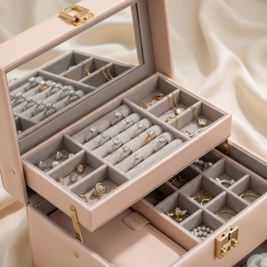 Nuevo Joyero de Cuero de Lujo de Gran Capacidad de Tres Capas para Niñas, Caja de Almacenamiento de Joyas para Pendientes y Collares, Empaque de Joyería - Product Image 3