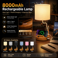 Lampe de bureau LED flexible rechargeable 8000 mAh OEM ODM avec indicateur de batterie, variateur tactile USB-C et support de téléphone – Vente en gros