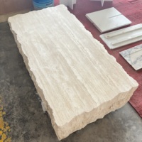Table basse en travertin naturel SW STONE, style Wabi-Sabi, design moderne et luxueux, haute qualité, OEM/ODM personnalisable, pour appartement.