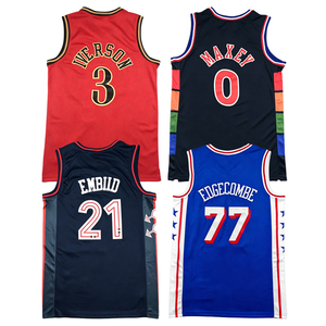 21 #   Joel Embiid 77 #   Maillots de basket-ball VJ Edgecombe <span class=keywords><strong>Allen</strong></span> <span class=keywords><strong>Iverson</strong></span> Tyrese Maxey Paul George Jared McCain cousus pour hommes S-2XL - Product Image 1