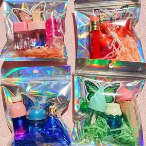 Atacado Empty Honey Lipgloss Keychain Container Bonito transparente Lip Gloss Tubes Garrafa Com Wand Aplicador