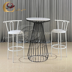Meubles de salon, tables et chaises de bar hautes incurvées modernes en acier inoxydable pour hôtel et cave à vin - Product Image 6