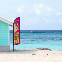 Drapeau de plage personnalisé double face avec kit de mât, base à sac d'eau, drapeau publicitaire, drapeau d'événement pour bar de plage, vente en gros