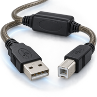 Câble d'imprimante USB 2.0 blindé tressé avec amplificateur de signal IC USB A vers B 480 Mbps pour lecteur DVD, ordinateur, scanner