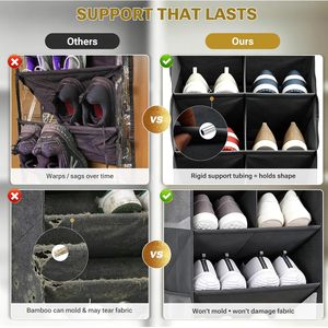 Organisateur de chaussures suspendu à 6 niveaux, poches profondes 100D épaisses, rangement multifonctionnel pour placard et entrée, en polyester bleu, type crochet - Product Image 6